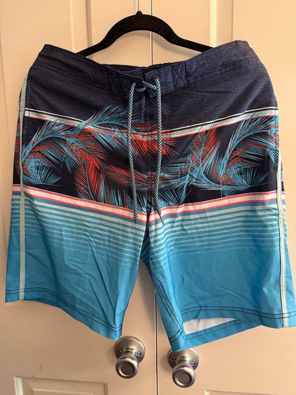 George Men's Palm Print Board Shorts Swim Trunks